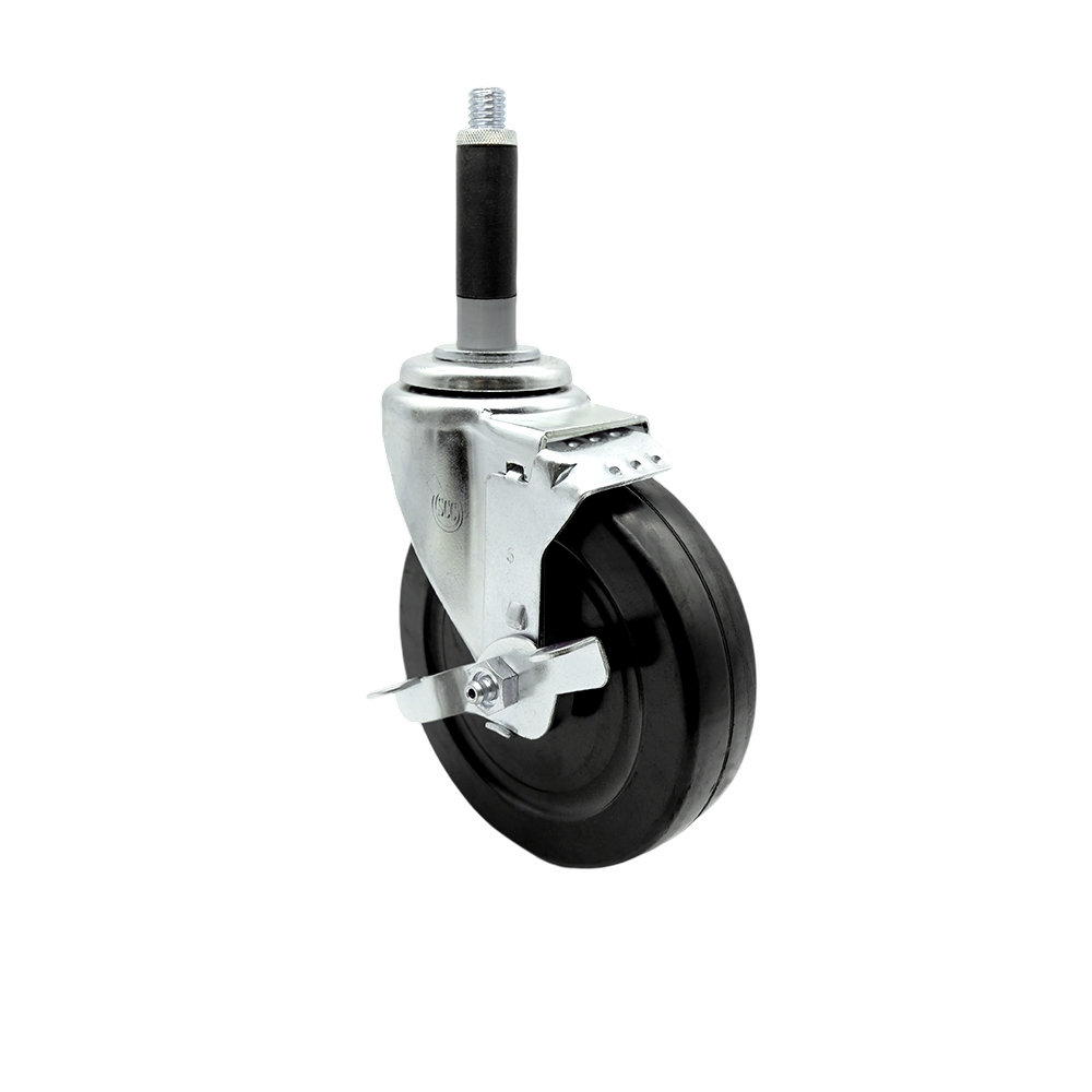 Service Caster Hard Rubber Swivel Expanding Stem Caster with Brake ...