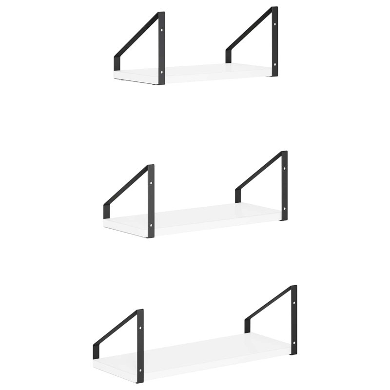 3 -Piece Steel Floating Shelf, 15.5 cm H x 40 cm L x 16 cm D