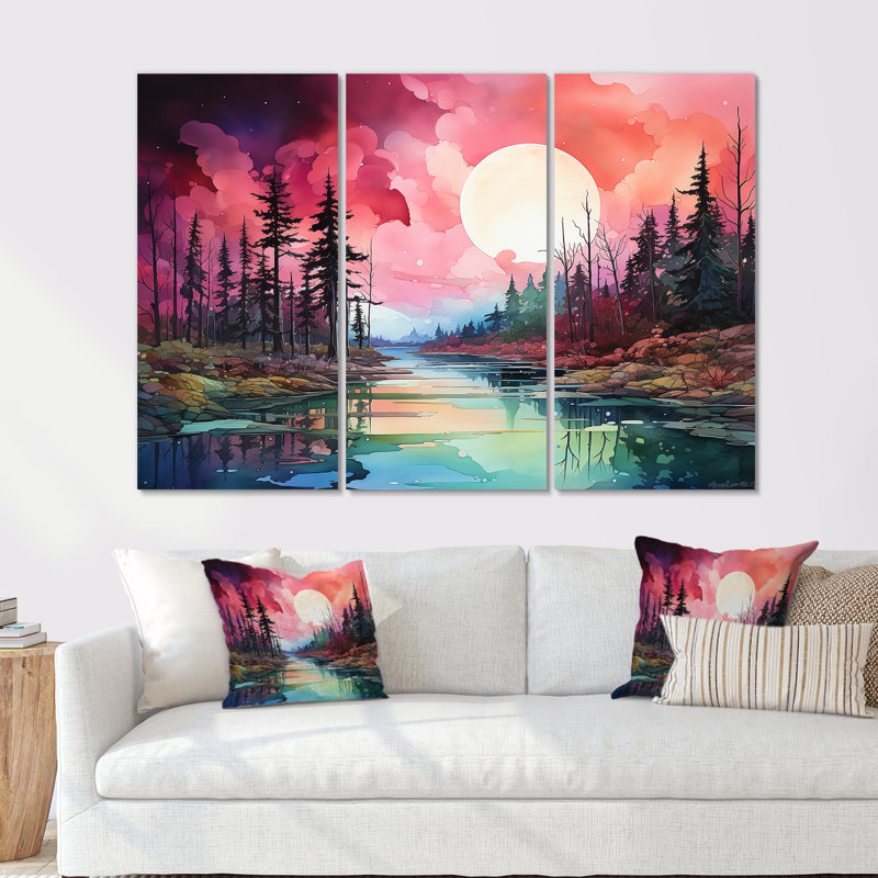 Ensemble de décorations murales Griffy - Aurore boréale, Toile tendue, H 40 po x l 60 po x P 1 po
