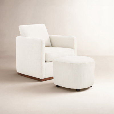 Bobbi Linen Swivel Armchair with Ottoman