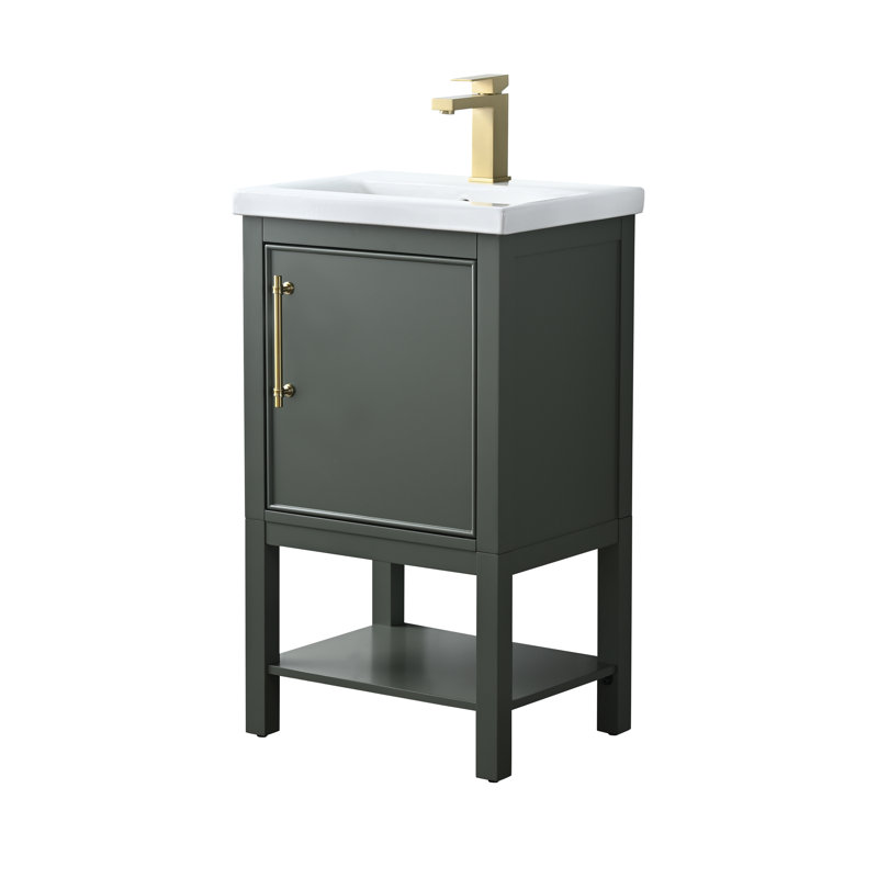 Jewell 20" Single Bathroom Vanity Set, Vintage Green/Antique Brass