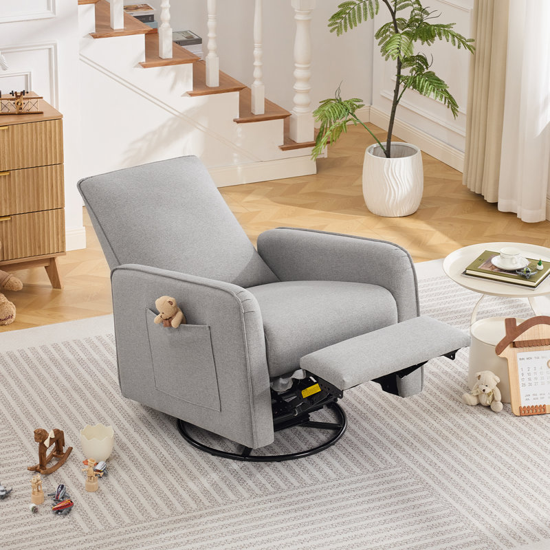 Fauteuil oscillant inclinable manuel pivotant avec poche latérale, Gray