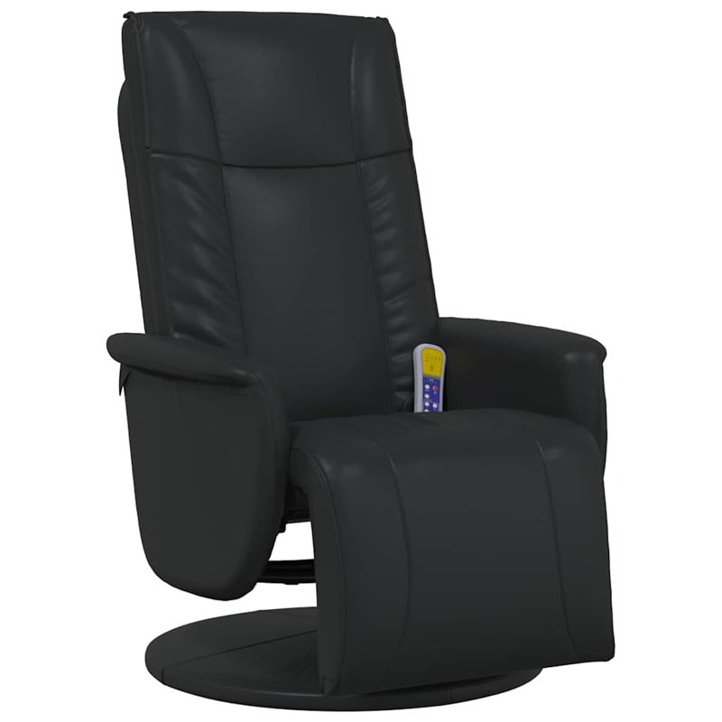 71 cm Wide Faux Leather Swivel Recliner, Black Faux Leather
