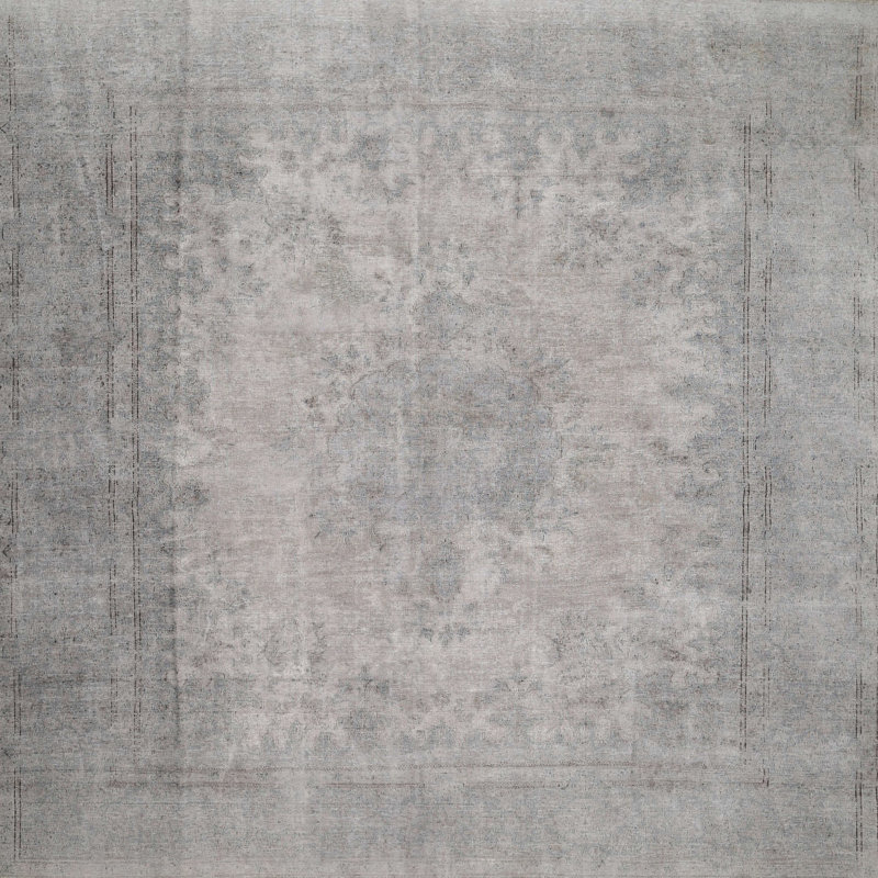 Tapis contemporain gris, Carré 3 pi