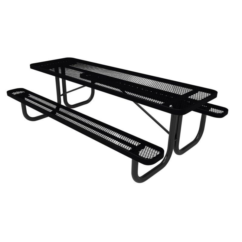 Table de pique-nique rectangulaire de 2,44 m (8 pi), extensible, cadre noir, 8ft Rect, Expanded, Noir