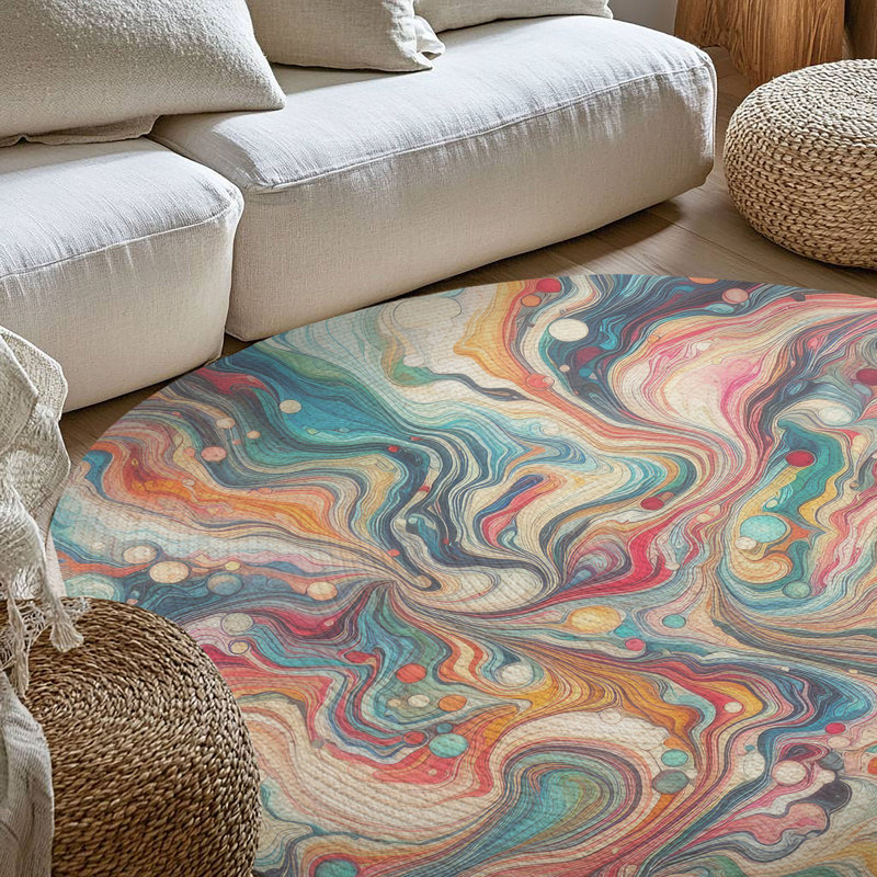 Tapis tressé Marble Flow, Rond 5 pi