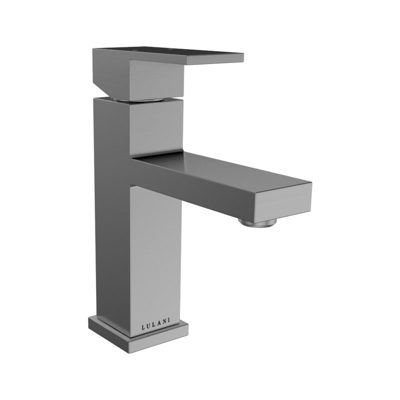 Lulani Santorini Single Hole Bathroom Faucet with Drain Assembly, Brushed Stainless
