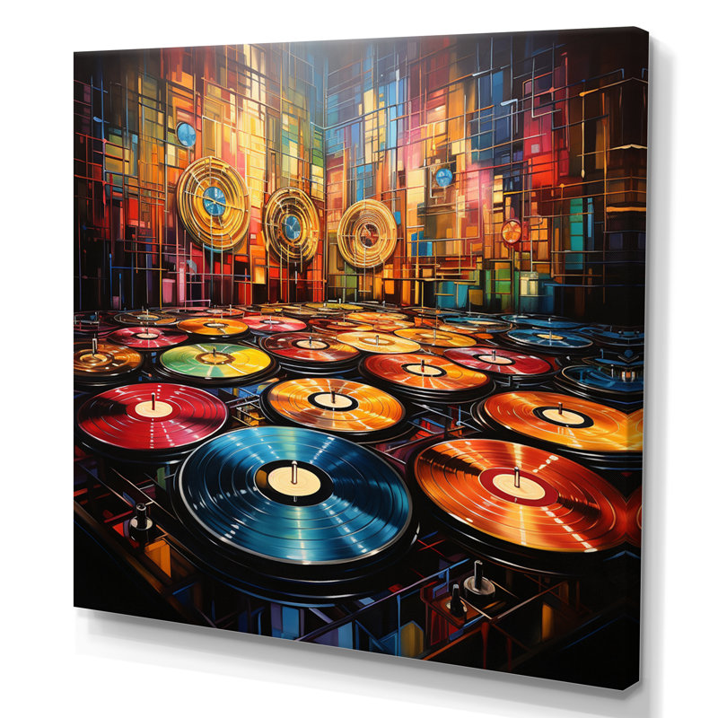 Vinyle Disque Rhythme II - Impressions sur toile, Toile tendue, H 36 po x l 36 po x P 1,5 po