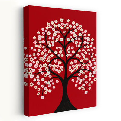 Blossom Heart Tree Minimalist Abstract Contemporary Cherry Nature Spring Wall Art Print