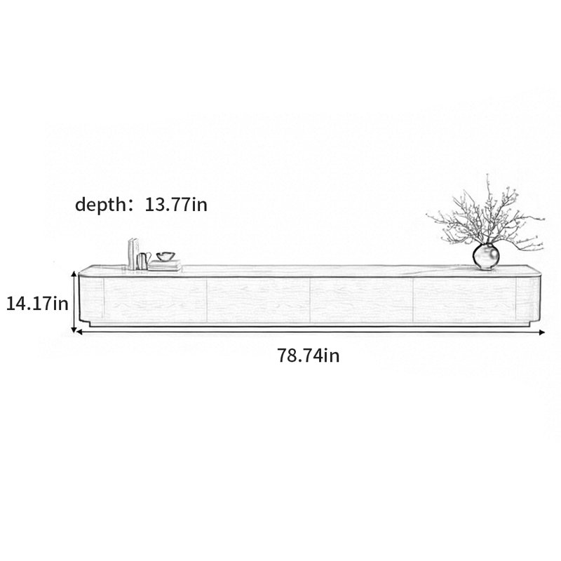Meuble télé moderne rétro minimaliste, 14.17"H x 78.74"L x 13.77"W