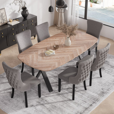 Rectangle Dining Set with Velvet Dining Chair