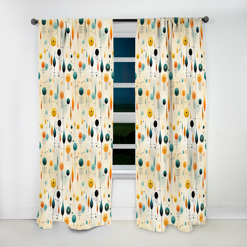 Mcm Graphic Artistry II - Rideau en velours Mid-Century - obscurcissant - 1 panneau, L 52 po x L 90 po