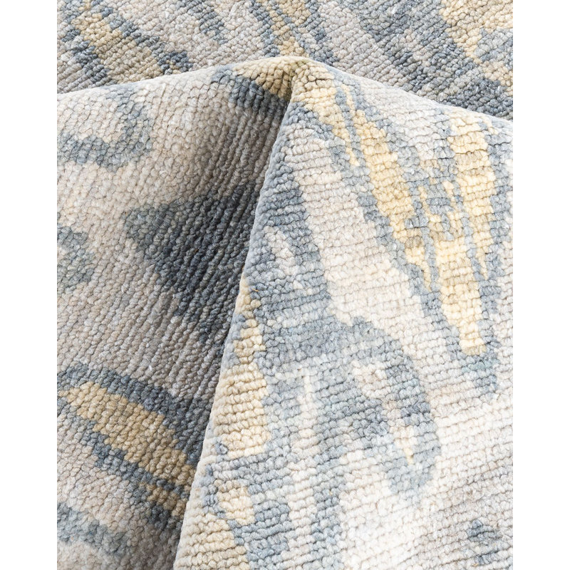 Tapis moderne fait à la main de conception unique - beige, 8 pi 1 po x 10 pi 3 po