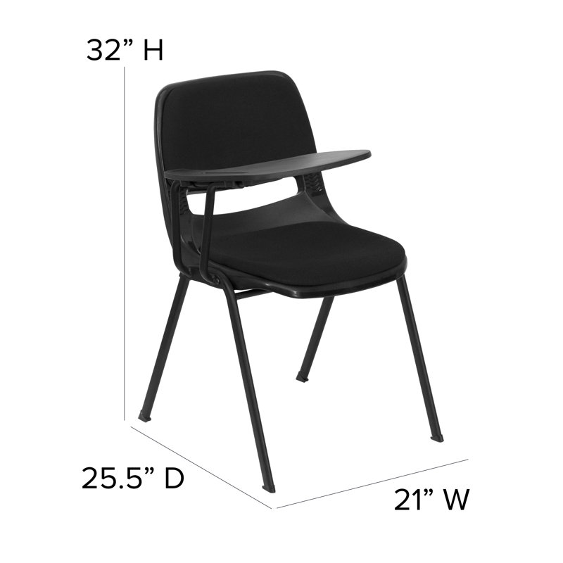 Padded Ergonomic Shell Chair with Right Handed Flip-Up Tablet Arm