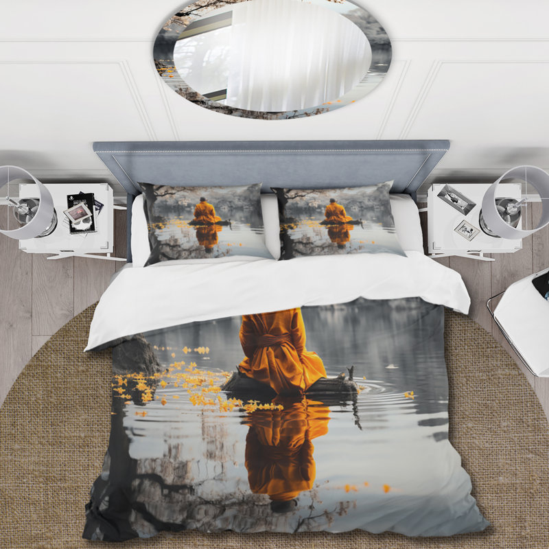 Ensemble de housse de couette en microfibre / polyester à motif réfléchissant thaïlandais