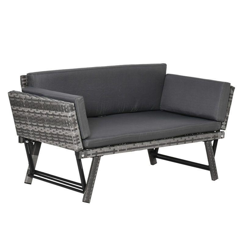 Bairagi 167cm Wide Wicker Patio Sofa with Cushions