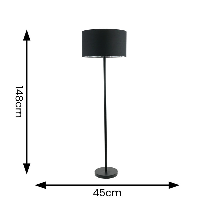 Daryanna 148cm Traditional Floor Lamp, Yes, Matte, Black