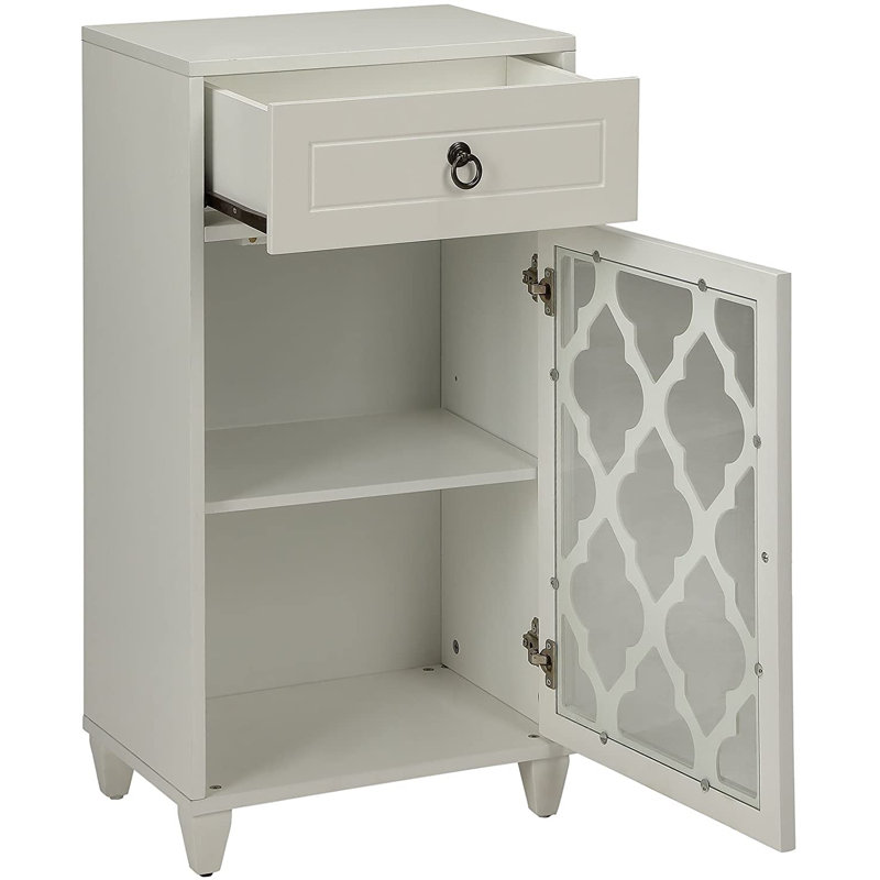 Table de bout avec rangement Krayson, Blanc
