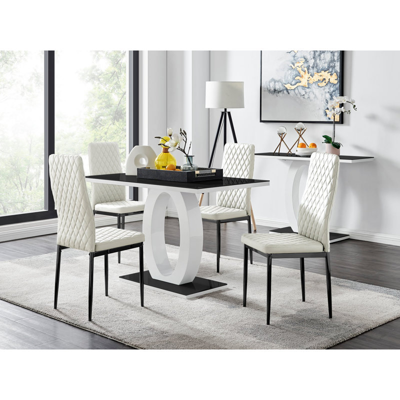 4 - Person Dining Set, White/Black