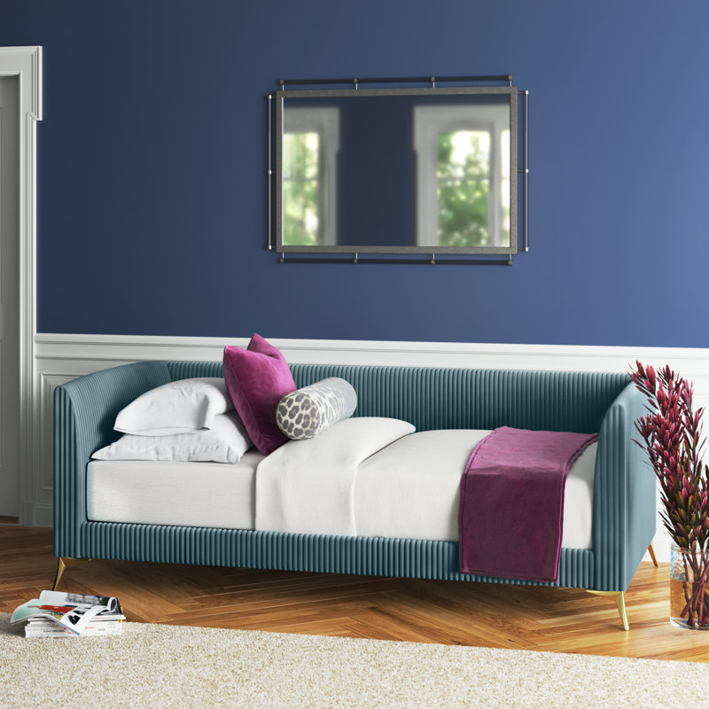 Arliss Upholstered Corduroy Daybed, Blue