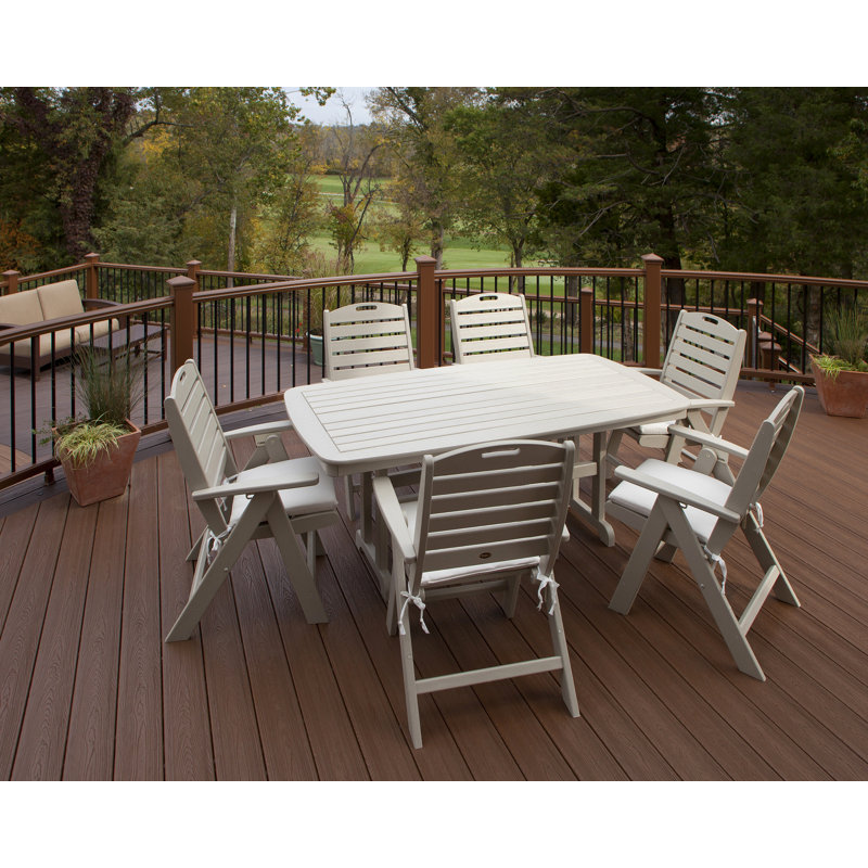TREX Outdoors Yacht Club Highback 7-Piece Dining Set, Beige
