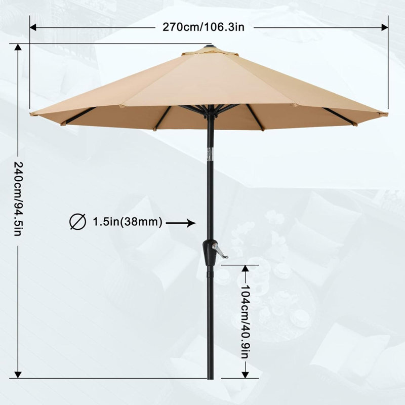 Parasol de marché avec manivelle Lorola, Beige