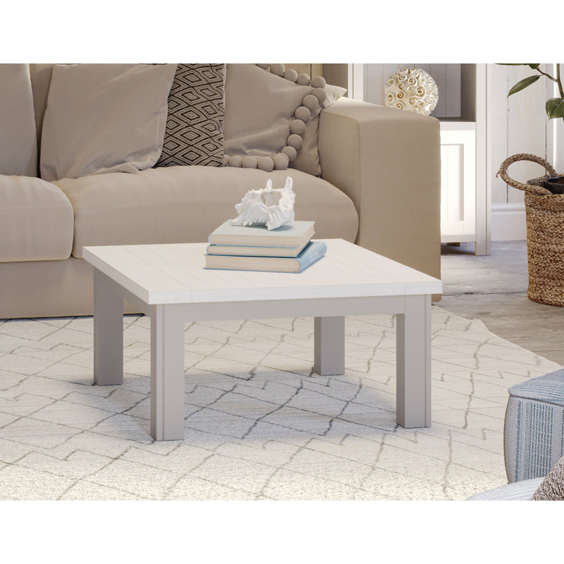 Kamakou Solid Wood Legs Coffee Table, Grey, White
