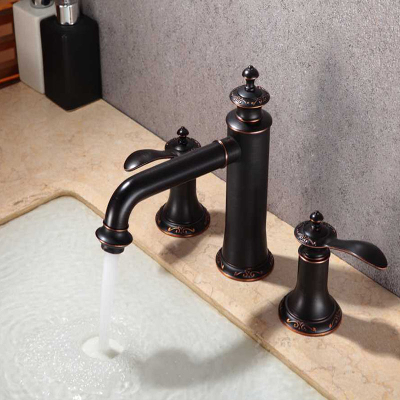Oil Rubbed Bronze Widespread Bathroom Faucet 3 Hole-Modern Transitional Vanity Sink Faucet, Oil Rubbed Bronze