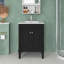 Meuble-lavabo moderne 24 po avec lavabo supérieur, meuble-lavabo à 2 niveaux, meuble-lavabo simple, grandes tablettes de rangement, noir