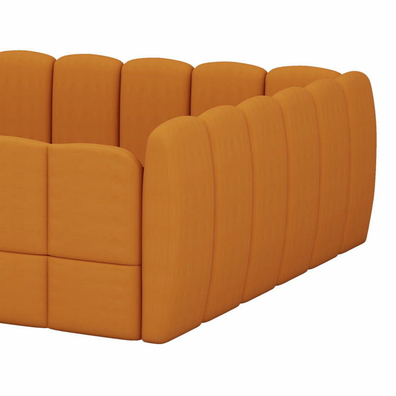 Lit tapissier Minimalist, Orange citrouille