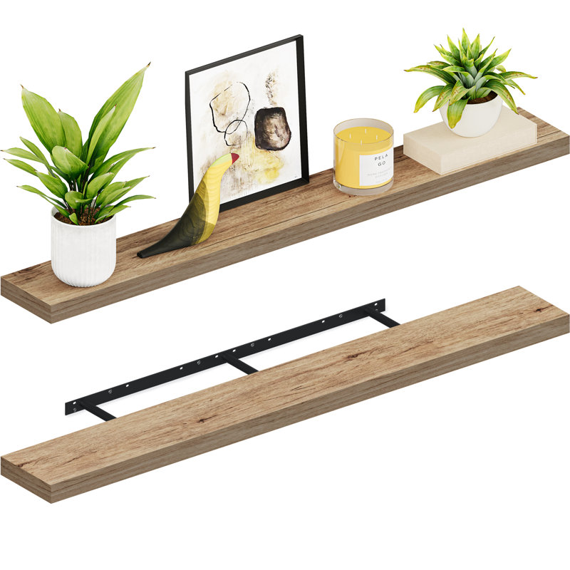 Tablettes flottantes 60 po Miami, longues tablettes murales en bois, 8 po de profondeur, Blanc, 60 inches