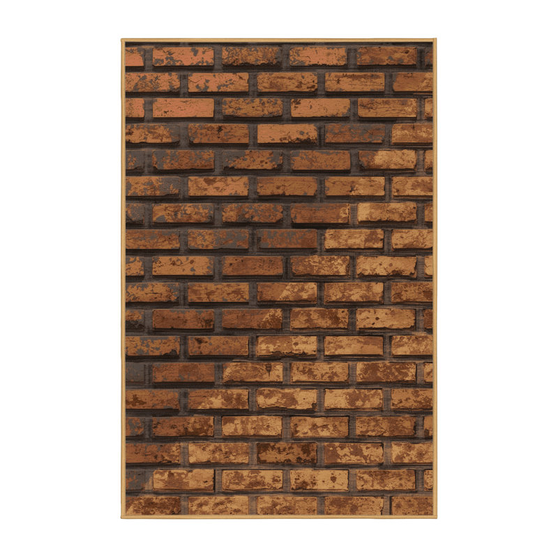 Machine Washable Bensonhurst Industrial Brick Rug in Brown – LightBrown Binding, 4x6