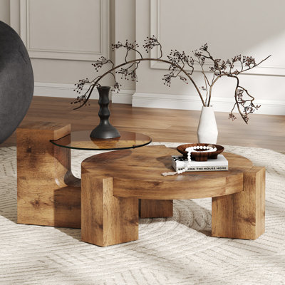 2-Piece Modern Round Nesting Coffee Table Set For Home & Apartment