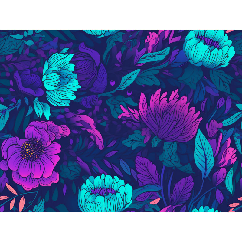 Machine Printed Comforter, Twin Extra Long Comforter, Blue/Purple Floral