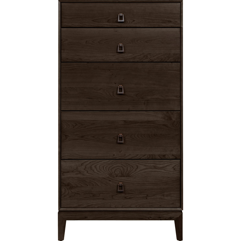 Commode 5 tiroirs Mansfield, Cerise fumée, H 51,38 po x l 26,88 po x P 18 po