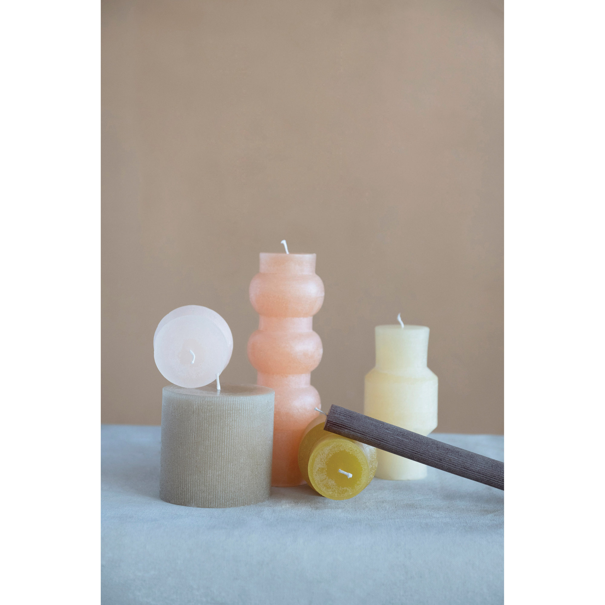 Caridad Pleated Taper Candles Unscented in Box, Set of 12, Leather