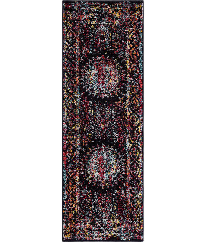 Tapis Sarah Daijanay, Rouge / Noir, Tapis de couloir 2 pi x 6 pi 1 po