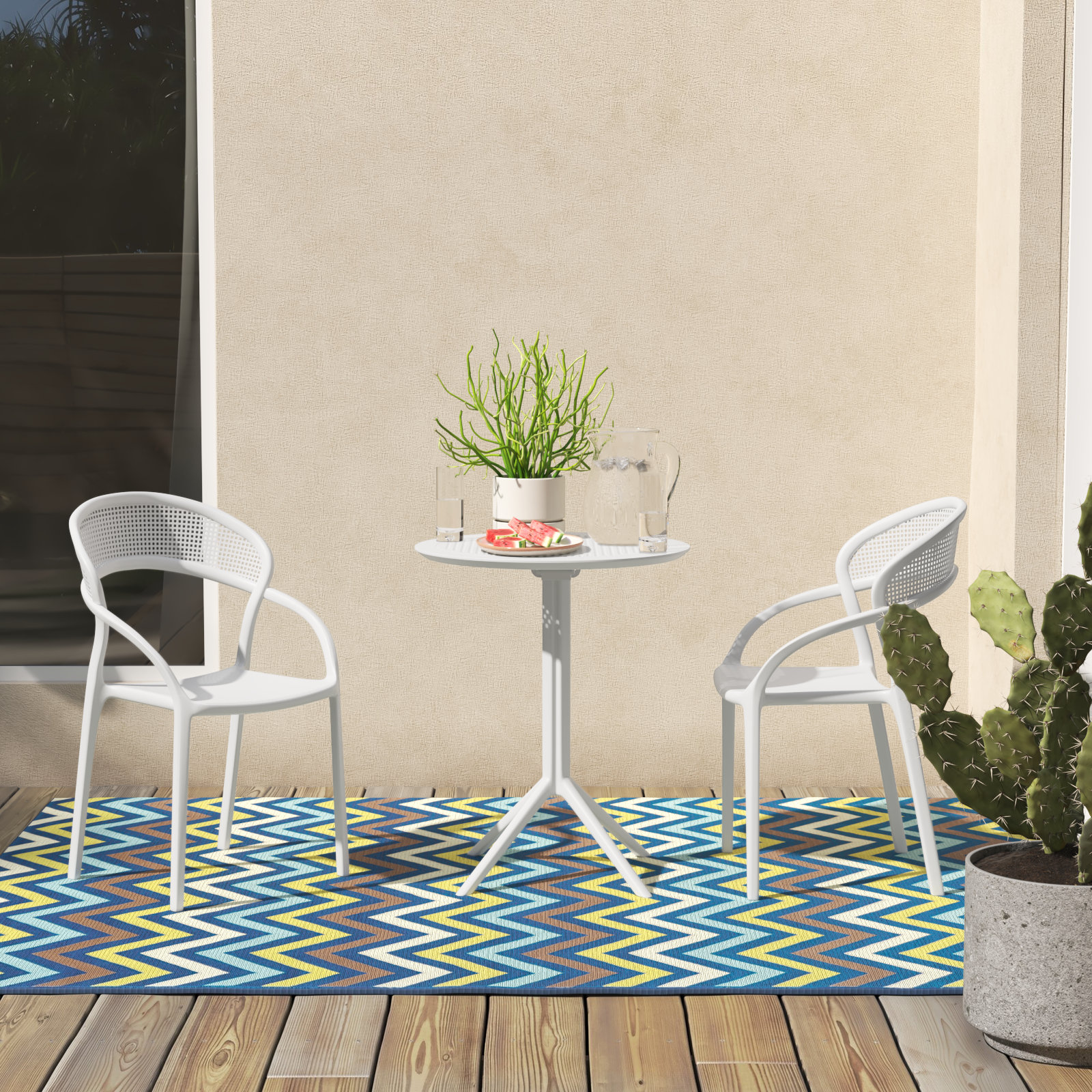 Farrah 24" Patio Bistro Set, White