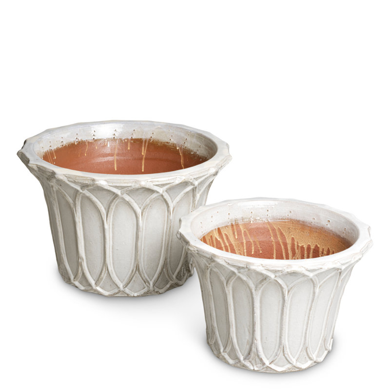 Outdoor Planter Iverson Light Grey Finish Set Of 2