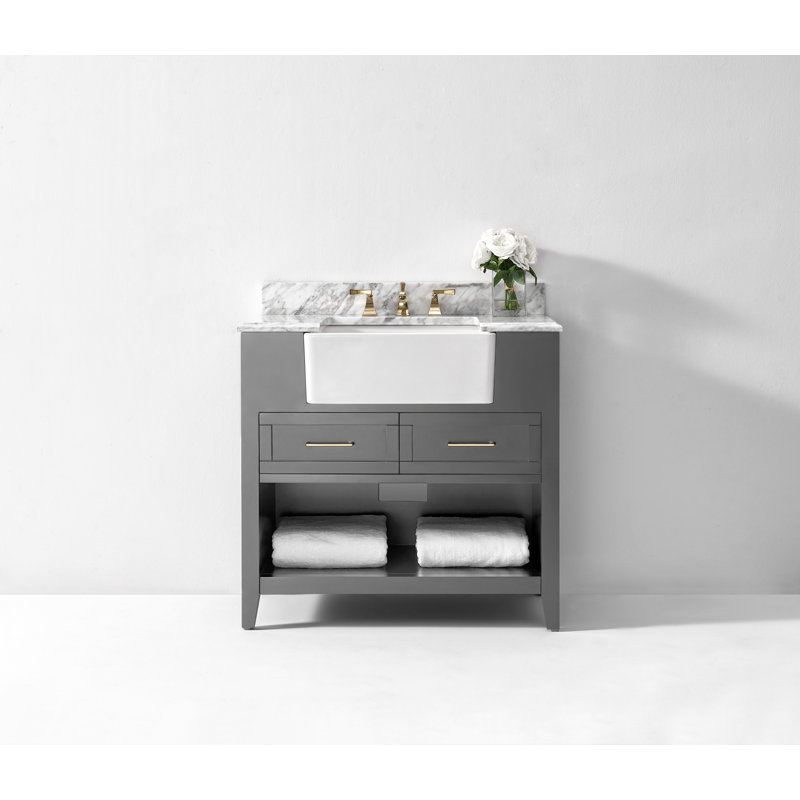 Meuble-lavabo simple 36 po Hayley, Nuage de mer gris