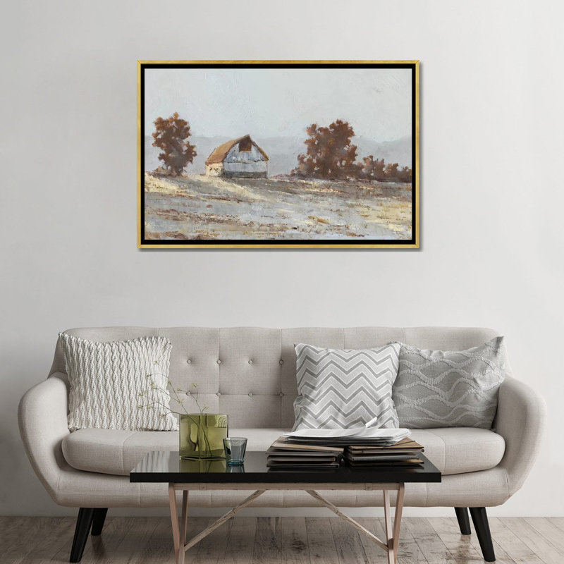« Snow covered Hillside I » par Ethan Harper, reproduction d’art, H 32 po x l 48 po x 1,5 po, Toile encadrée d'or
