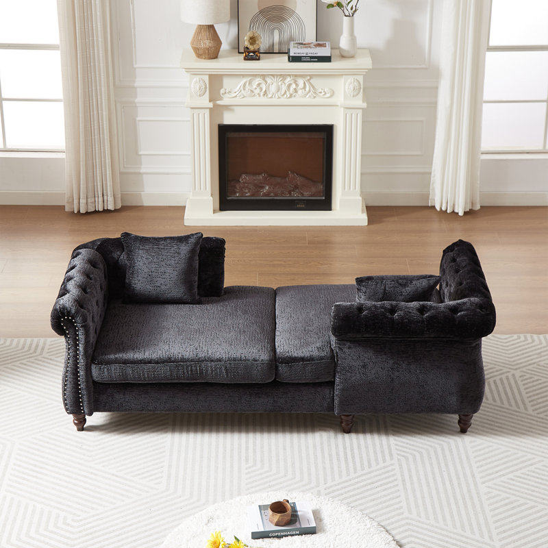 Canapé 81 po en chenille, Noir, noir, noir, noir