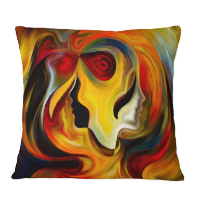 Coussin décoratif rouge, rouge, jaune et orange