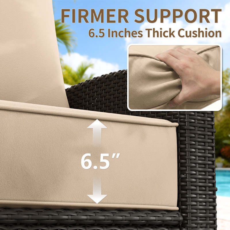 24" X 24" X 6.5" Outdoor Cushion Set Patio Chair Cushions, Beige