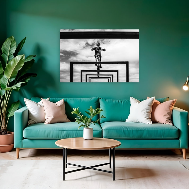 «Vélo Procès», défi, paysage contemporain abstrait, impression d'art mural, 32" H x 48" W