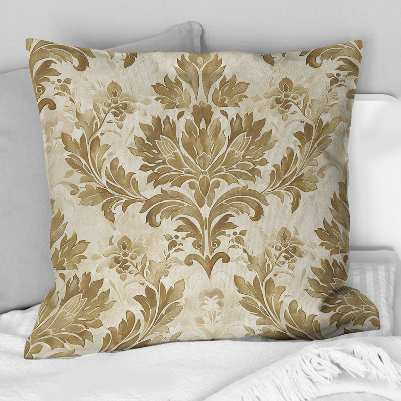Beige Country Floral Chic V - Coussin floral, H 18 po x l 18 po, Carrée