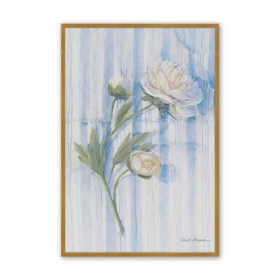 «Peony On Blue Stripe» par Carol Rowan, reproduction d'art sur toile