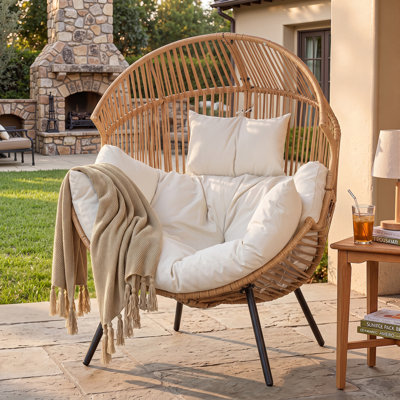 Patio Wicker Egg Chair with Cushion