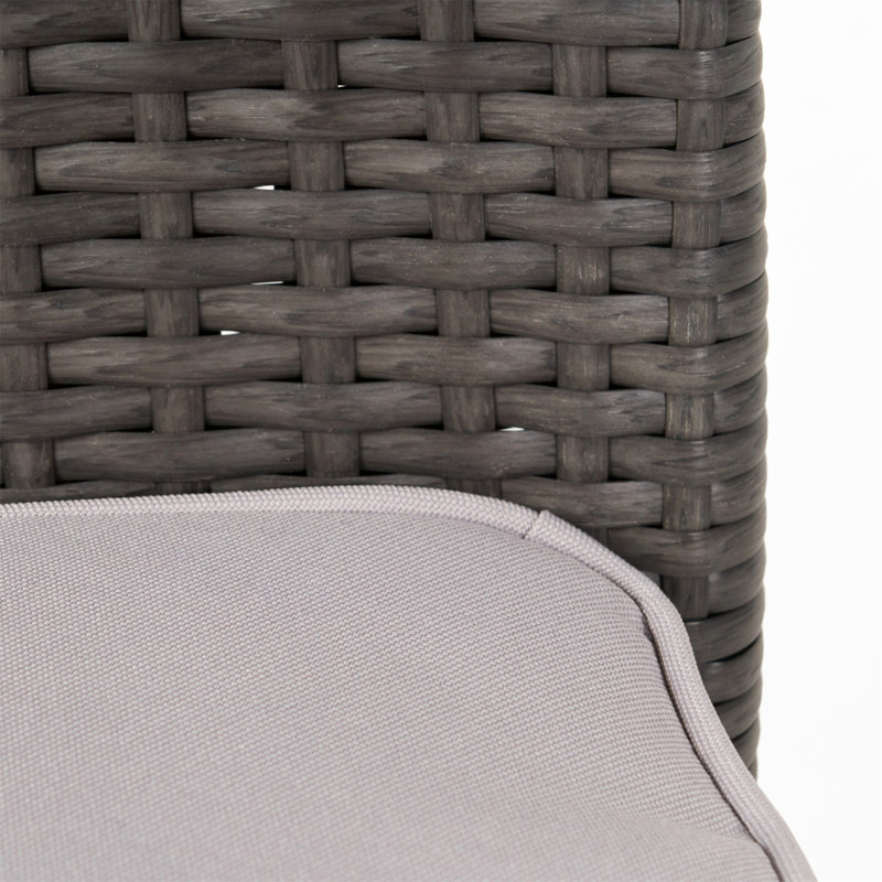 Ensemble de salle à manger d'extérieur en rotin avec 4 chaises, gris