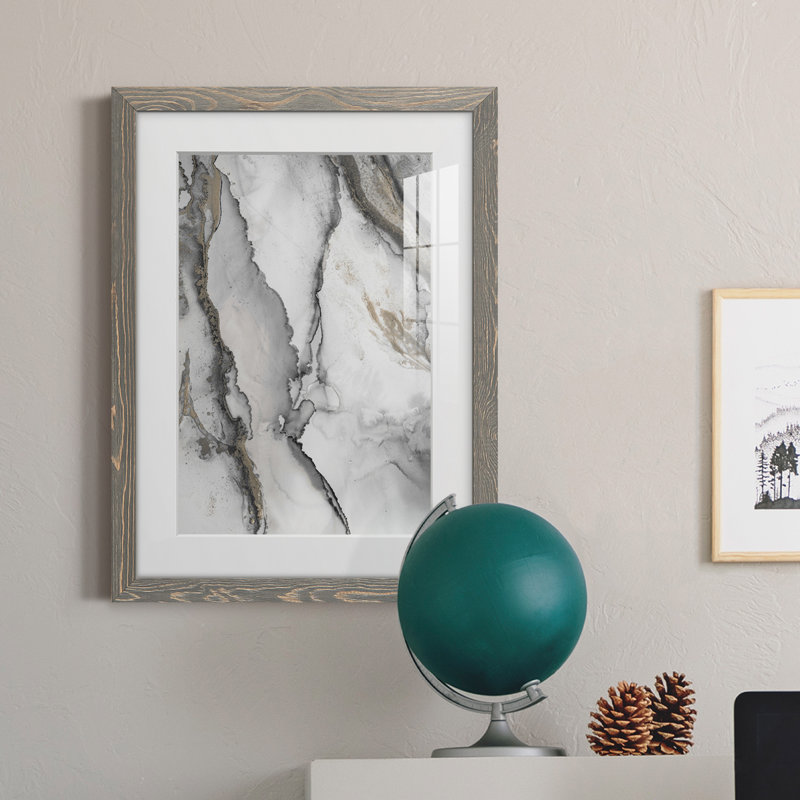 «Abstract Ink Fantasy I» - reproduction de cadre photo, H 37,5 po x l 27,5 po, Papier avec cadre gris, Oui